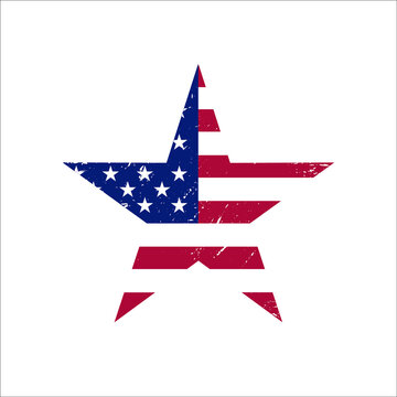 star shaped united states flag with grunge texture