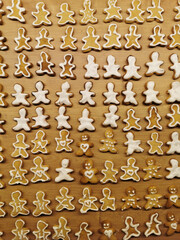 Homemade Christmas gingerbread cookies. View from above. Festive food