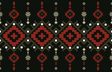 Fototapeta na wymiar Ethnic Print Fabric Pattern. Geometric seamless ornament for ceramics, wallpaper, textile, web, cards. Ethnic pattern. Border ornament. Native american design, Navajo. Mexican motif, Aztec ornament