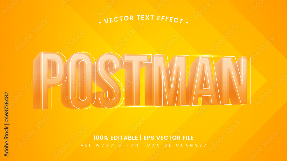 Poster Postman 3d text style effect. Editable illustrator text style.