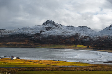 landscape with lake in iceland