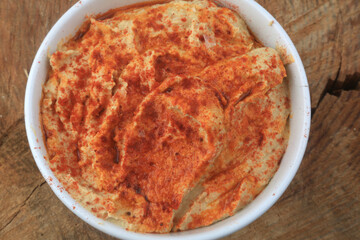 hummus with red paprika