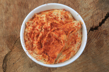 hummus with red paprika