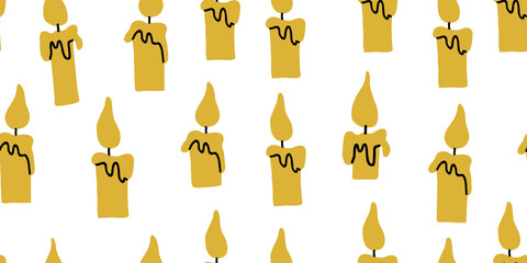 Vector seamless pattern with flying candles. Scandinavian style pattern on white. Cute modern stylish print for textile, fabrics, dress for kids. Children pattern with candles