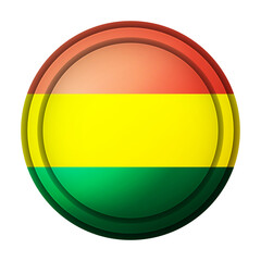 Glass light ball with flag of Bolivia. Round sphere, template icon. National symbol. Glossy realistic ball. 3D abstract vector illustration highlighted on a white background. Big bubble