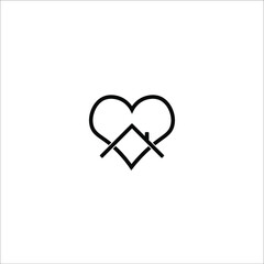 house icon with heart vector illustration, symbol