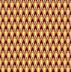 Seamless Pattern design with a minimalist art deco style with bright yellow and red colors. Background with a pattern of yellow and burgundy rhombuses