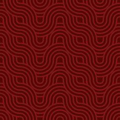 Nahtloser Musterdesignvektor mit minimalistischem Stil in Linien mit roten und weinroten Farben. Hintergrund mit einem roten Muster der gebogenen Linien