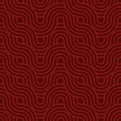 Foto op Plexiglas Bordeaux Naadloze patroonontwerpvector met een minimalistische stijl in lijnen met rode en bordeauxrode kleuren. Achtergrond met een rood gebogen lijnenpatroon
