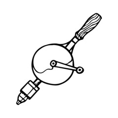 Hand drill icon. Hand drawn vector illustration.