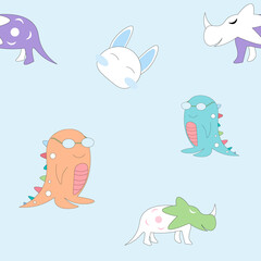 Cute monster seamless pattern.Voctor illustration.