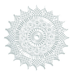 Mandala vector openwork pattern with shadow on white background.
