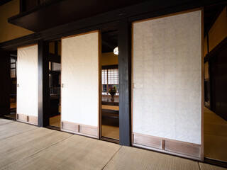 Japanese old folk house, Japanese-style room and shoji door