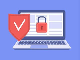 Computer data protection concept. Vector illustration.