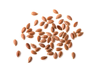 Flax seed on white background.