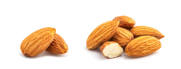 Almonds isolated on white background