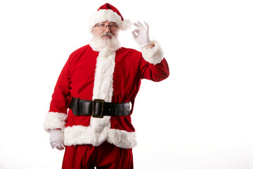 Santa Claus making the OK gesture on white background