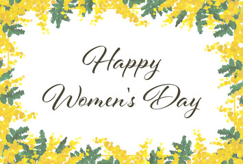 水彩タッチのミモザ　国際女性デー　フレーム素材