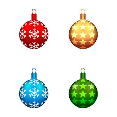 Set of Christmas balls. Christmas balls witch snowflake. Christmas balls witch star. Red Christmas balls. Blue Christmas balls. Green Christmas balls