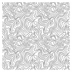 Seamless pattern with black squiggly waves. Design for backdrops and colouring book with sea, rivers or water texture.