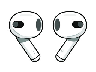 A pair of modern wireless earphones. Vector illustration on white background.