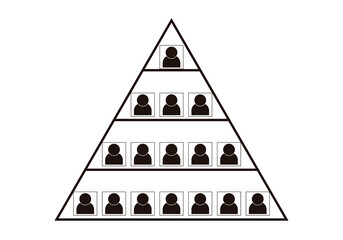 Icono negro de estafa piramidal en fondo blanco.