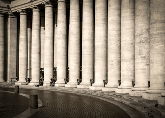 Colossal Tuscan colonnades in Piazza San Pietro (St. Peter's Square) in Vatican City