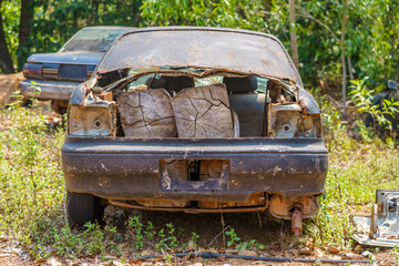 A car and illegal hardwood in northern Cambodia