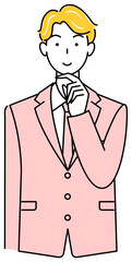 解決策を考えているスーツ姿の可愛いい男性 イラスト ベクター
Cute man in a suit thinking of a solution illustration vector