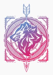 Wolf illustration Logo Sacred Geometry