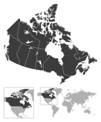 Canada - detailed country outline and location on world map.