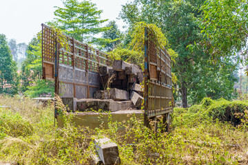 A truck used for illegal logging in Cambodia