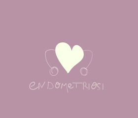 endometriosis female disease. the uterus in the form of a heart holds the ovaries.