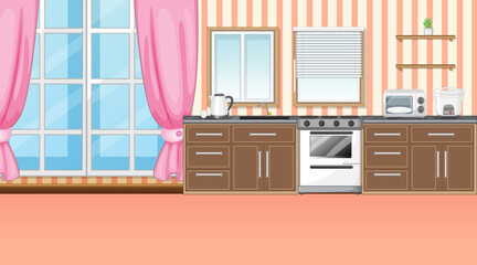 Fototapeta premium Empty kitchen interior design with furniture