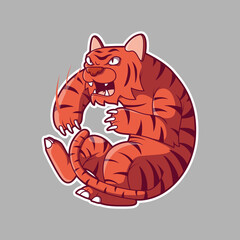 Cute orange tiger mascot vector illustration. Sport, mascot, brand design concept.