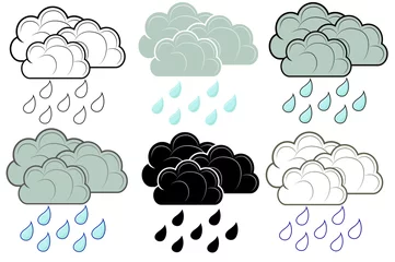 Meubelstickers Set of vector illustration of weather storm, symbol of rain - weather and lightning icon. © Inna