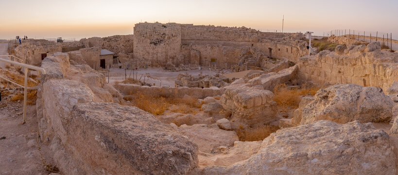 Panoramic sunrise view of the Upper Herodium Fortress and Palace