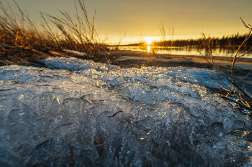 the last ice on the shore after the ice drift