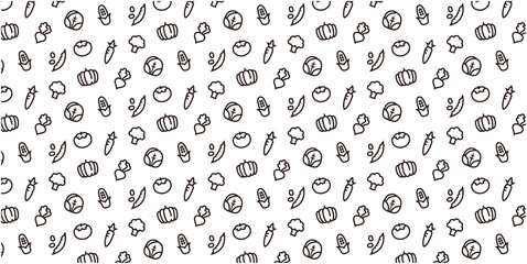 Fototapeta na wymiar Vegetable icon pattern background for website or wrapping paper (Monotone version)