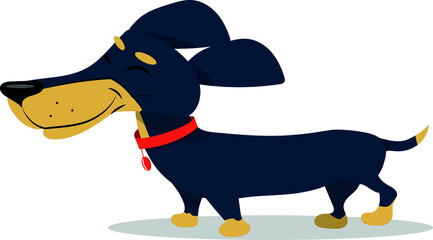 illustration of a dog dachshund with red collar