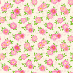 Wild Roses seamless pattern. Scrapbook Paper. Pink Roses 