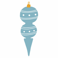 Colorful Christmas ornament in hand drawn style. Vector illustration of decorations for the Christmas tree