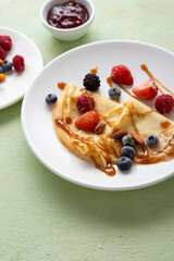 Crepes pancakes with berries food