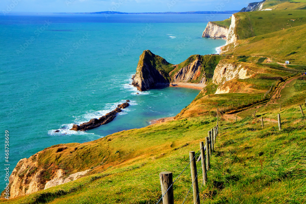 Wall mural Dorset jurassic coast view towards Durdle Door 