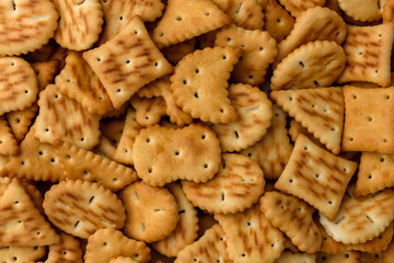 Delicious crackers as background.