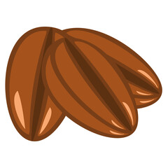 An outline vector illustration of three coffee beans isolated on transparent background. Designed in brown colors for web concepts, prints, templates