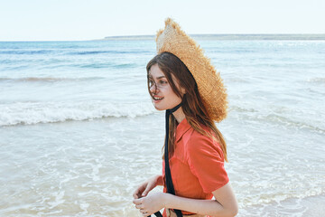 woman by the ocean beach start island landscape paradise