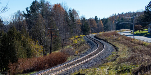 Fototapeta premium Railroad crisscrossing the Canadian countryside in November