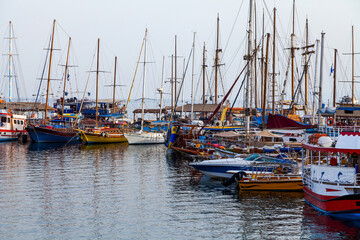 boats at the pier in the port