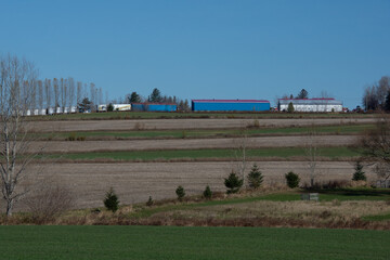 Countryside landscape with farm in Quebec, Canada